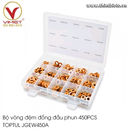 Bộ vòng đệm đồng đầu phun 450PCS TOPTUL JGEW450A