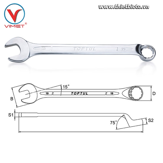 Cờ lê vòng miệng 19mm Toptul AAEN1919