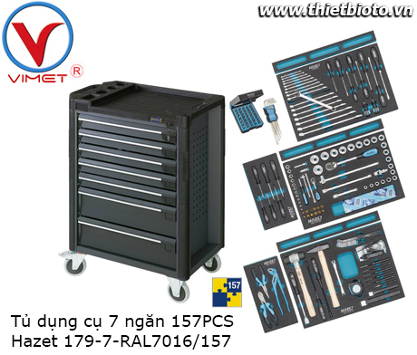 Tủ đồ nghề 7 ngăn 157 chi tiết Hazet 179-7-RAL7016/157 BMW